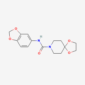 molecular formula C15H18N2O5 B5298369 N-1,3-benzodioxol-5-yl-1,4-dioxa-8-azaspiro[4.5]decane-8-carboxamide 