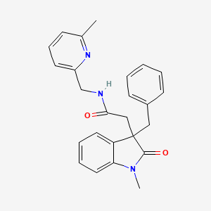 molecular formula C25H25N3O2 B5298388 2-(3-benzyl-1-methyl-2-oxo-2,3-dihydro-1H-indol-3-yl)-N-[(6-methylpyridin-2-yl)methyl]acetamide 
