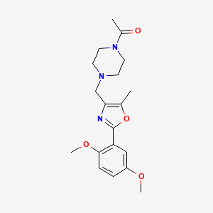 molecular formula C19H25N3O4 B5298425 1-acetyl-4-{[2-(2,5-dimethoxyphenyl)-5-methyl-1,3-oxazol-4-yl]methyl}piperazine 