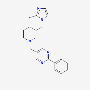 molecular formula C22H27N5 B5298472 5-({3-[(2-methyl-1H-imidazol-1-yl)methyl]-1-piperidinyl}methyl)-2-(3-methylphenyl)pyrimidine 