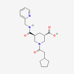 molecular formula C20H27N3O4 B5298486 (3S*,5S*)-1-(cyclopentylacetyl)-5-{[(2-pyridinylmethyl)amino]carbonyl}-3-piperidinecarboxylic acid 