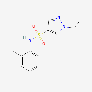 molecular formula C12H15N3O2S B5298494 1-ethyl-N-(2-methylphenyl)-1H-pyrazole-4-sulfonamide 