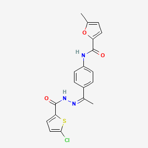 molecular formula C19H16ClN3O3S B5298526 N-(4-{N-[(5-chloro-2-thienyl)carbonyl]ethanehydrazonoyl}phenyl)-5-methyl-2-furamide 