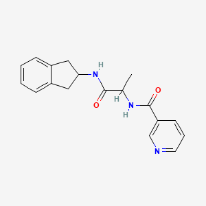 molecular formula C18H19N3O2 B5298559 N-[2-(2,3-dihydro-1H-inden-2-ylamino)-1-methyl-2-oxoethyl]nicotinamide 