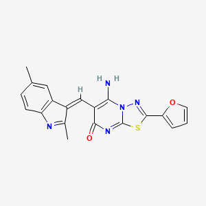molecular formula C20H15N5O2S B5298573 6-[(2,5-dimethyl-1H-indol-3-yl)methylene]-2-(2-furyl)-5-imino-5,6-dihydro-7H-[1,3,4]thiadiazolo[3,2-a]pyrimidin-7-one 