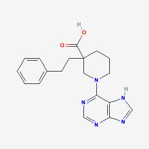 molecular formula C19H21N5O2 B5298592 3-(2-phenylethyl)-1-(9H-purin-6-yl)piperidine-3-carboxylic acid 