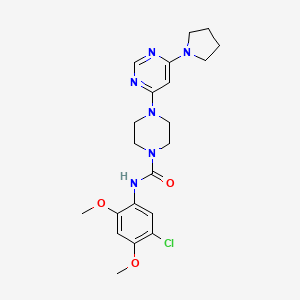 molecular formula C21H27ClN6O3 B5298603 N-(5-chloro-2,4-dimethoxyphenyl)-4-[6-(1-pyrrolidinyl)-4-pyrimidinyl]-1-piperazinecarboxamide 