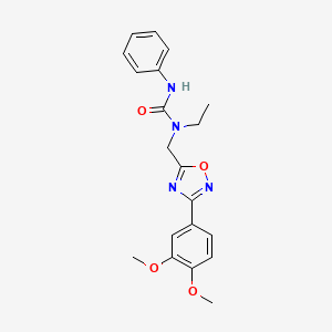 molecular formula C20H22N4O4 B5298653 N-{[3-(3,4-dimethoxyphenyl)-1,2,4-oxadiazol-5-yl]methyl}-N-ethyl-N'-phenylurea 