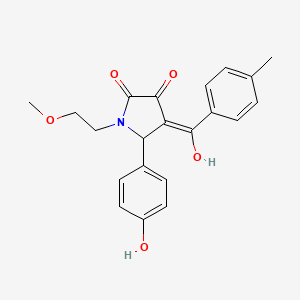 molecular formula C21H21NO5 B5298670 3-hydroxy-5-(4-hydroxyphenyl)-1-(2-methoxyethyl)-4-(4-methylbenzoyl)-1,5-dihydro-2H-pyrrol-2-one 