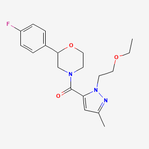 molecular formula C19H24FN3O3 B5298687 4-{[1-(2-ethoxyethyl)-3-methyl-1H-pyrazol-5-yl]carbonyl}-2-(4-fluorophenyl)morpholine 