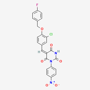 5-{3-chloro-4-[(4-fluorobenzyl)oxy]benzylidene}-1-(4-nitrophenyl)-2,4,6(1H,3H,5H)-pyrimidinetrione