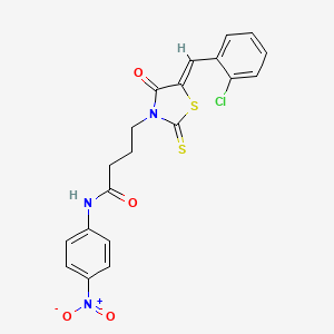 molecular formula C20H16ClN3O4S2 B5298715 4-[5-(2-chlorobenzylidene)-4-oxo-2-thioxo-1,3-thiazolidin-3-yl]-N-(4-nitrophenyl)butanamide 
