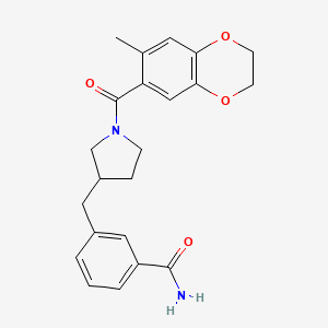 molecular formula C22H24N2O4 B5298728 3-({1-[(7-methyl-2,3-dihydro-1,4-benzodioxin-6-yl)carbonyl]-3-pyrrolidinyl}methyl)benzamide 