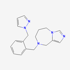molecular formula C18H21N5 B5298748 8-[2-(1H-pyrazol-1-ylmethyl)benzyl]-6,7,8,9-tetrahydro-5H-imidazo[1,5-a][1,4]diazepine 