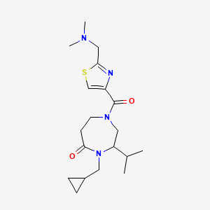 molecular formula C19H30N4O2S B5298760 4-(cyclopropylmethyl)-1-({2-[(dimethylamino)methyl]-1,3-thiazol-4-yl}carbonyl)-3-isopropyl-1,4-diazepan-5-one 