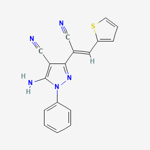 molecular formula C17H11N5S B5298775 5-amino-3-[1-cyano-2-(2-thienyl)vinyl]-1-phenyl-1H-pyrazole-4-carbonitrile 
