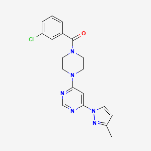 molecular formula C19H19ClN6O B5298801 4-[4-(3-chlorobenzoyl)-1-piperazinyl]-6-(3-methyl-1H-pyrazol-1-yl)pyrimidine 