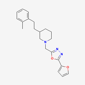 molecular formula C21H25N3O2 B5298839 1-{[5-(2-furyl)-1,3,4-oxadiazol-2-yl]methyl}-3-[2-(2-methylphenyl)ethyl]piperidine 
