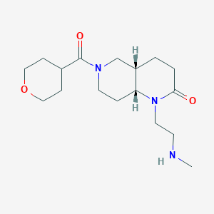 molecular formula C17H29N3O3 B5298851 rel-(4aS,8aR)-1-[2-(methylamino)ethyl]-6-(tetrahydro-2H-pyran-4-ylcarbonyl)octahydro-1,6-naphthyridin-2(1H)-one hydrochloride 