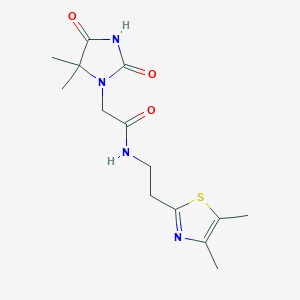 molecular formula C14H20N4O3S B5298854 2-(5,5-dimethyl-2,4-dioxoimidazolidin-1-yl)-N-[2-(4,5-dimethyl-1,3-thiazol-2-yl)ethyl]acetamide 