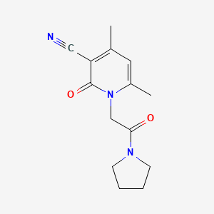 molecular formula C14H17N3O2 B5298861 4,6-dimethyl-2-oxo-1-(2-oxo-2-pyrrolidin-1-ylethyl)-1,2-dihydropyridine-3-carbonitrile 