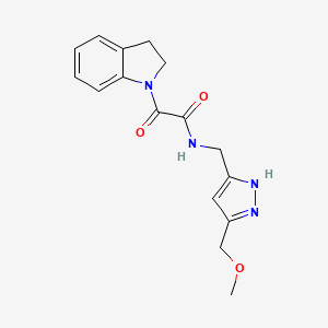 molecular formula C16H18N4O3 B5298878 2-(2,3-dihydro-1H-indol-1-yl)-N-{[5-(methoxymethyl)-1H-pyrazol-3-yl]methyl}-2-oxoacetamide 