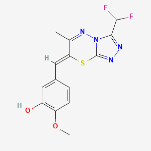 molecular formula C14H12F2N4O2S B5298885 5-{[3-(difluoromethyl)-6-methyl-7H-[1,2,4]triazolo[3,4-b][1,3,4]thiadiazin-7-ylidene]methyl}-2-methoxyphenol 