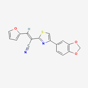 molecular formula C17H10N2O3S B5298916 2-[4-(1,3-benzodioxol-5-yl)-1,3-thiazol-2-yl]-3-(2-furyl)acrylonitrile 