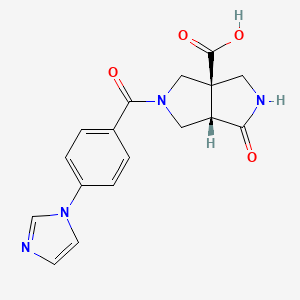 molecular formula C17H16N4O4 B5298933 (3aR*,6aS*)-5-[4-(1H-imidazol-1-yl)benzoyl]-1-oxohexahydropyrrolo[3,4-c]pyrrole-3a(1H)-carboxylic acid 