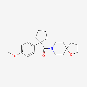 molecular formula C21H29NO3 B5298972 8-{[1-(4-methoxyphenyl)cyclopentyl]carbonyl}-1-oxa-8-azaspiro[4.5]decane 