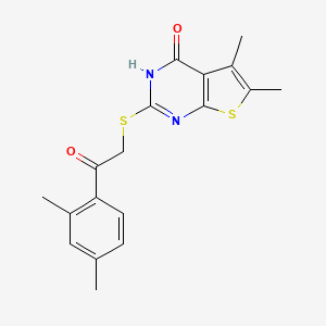 molecular formula C18H18N2O2S2 B5298986 1-(2,4-dimethylphenyl)-2-[(4-hydroxy-5,6-dimethylthieno[2,3-d]pyrimidin-2-yl)thio]ethanone 