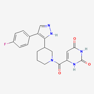 molecular formula C19H18FN5O3 B5299008 6-({3-[4-(4-fluorophenyl)-1H-pyrazol-5-yl]piperidin-1-yl}carbonyl)pyrimidine-2,4(1H,3H)-dione 