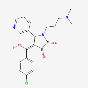 molecular formula C21H22ClN3O3 B5299024 4-(4-chlorobenzoyl)-1-[3-(dimethylamino)propyl]-3-hydroxy-5-(3-pyridinyl)-1,5-dihydro-2H-pyrrol-2-one 