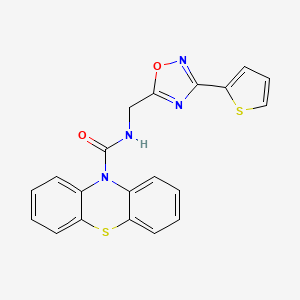 molecular formula C20H14N4O2S2 B5299035 N-{[3-(2-thienyl)-1,2,4-oxadiazol-5-yl]methyl}-10H-phenothiazine-10-carboxamide 
