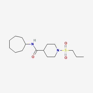 molecular formula C16H30N2O3S B5299053 N-cycloheptyl-1-(propylsulfonyl)-4-piperidinecarboxamide 