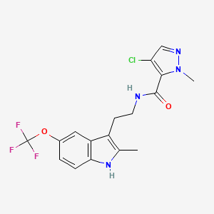 molecular formula C17H16ClF3N4O2 B5299069 4-chloro-1-methyl-N-{2-[2-methyl-5-(trifluoromethoxy)-1H-indol-3-yl]ethyl}-1H-pyrazole-5-carboxamide 