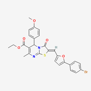 molecular formula C28H23BrN2O5S B5299084 ethyl 2-{[5-(4-bromophenyl)-2-furyl]methylene}-5-(4-methoxyphenyl)-7-methyl-3-oxo-2,3-dihydro-5H-[1,3]thiazolo[3,2-a]pyrimidine-6-carboxylate 