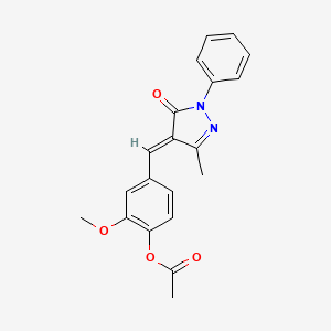 2-methoxy-4-[(3-methyl-5-oxo-1-phenyl-1,5-dihydro-4H-pyrazol-4-ylidene)methyl]phenyl acetate
