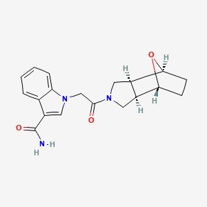 molecular formula C19H21N3O3 B5299111 1-{2-[(1R*,2R*,6S*,7S*)-10-oxa-4-azatricyclo[5.2.1.0~2,6~]dec-4-yl]-2-oxoethyl}-1H-indole-3-carboxamide 