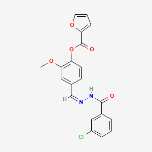 4-[2-(3-chlorobenzoyl)carbonohydrazonoyl]-2-methoxyphenyl 2-furoate