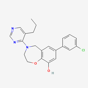 molecular formula C22H22ClN3O2 B5299129 7-(3-chlorophenyl)-4-(5-propylpyrimidin-4-yl)-2,3,4,5-tetrahydro-1,4-benzoxazepin-9-ol 