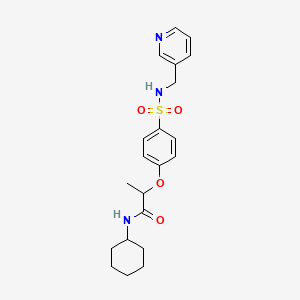 molecular formula C21H27N3O4S B5299135 N-cyclohexyl-2-(4-{[(3-pyridinylmethyl)amino]sulfonyl}phenoxy)propanamide 