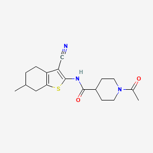 molecular formula C18H23N3O2S B5299152 1-acetyl-N-(3-cyano-6-methyl-4,5,6,7-tetrahydro-1-benzothien-2-yl)-4-piperidinecarboxamide 