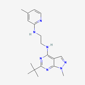 molecular formula C18H25N7 B5299157 (6-tert-butyl-1-methyl-1H-pyrazolo[3,4-d]pyrimidin-4-yl){2-[(4-methyl-2-pyridinyl)amino]ethyl}amine 