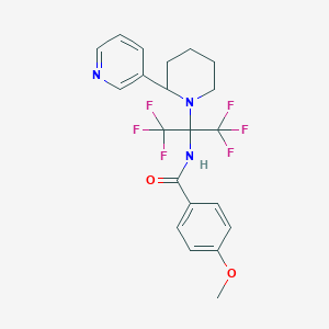 4-methoxy-N-[2,2,2-trifluoro-1-(2-pyridin-3-ylpiperidin-1-yl)-1-(trifluoromethyl)ethyl]benzamide