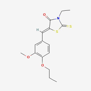 molecular formula C16H19NO3S2 B5299202 3-ethyl-5-(3-methoxy-4-propoxybenzylidene)-2-thioxo-1,3-thiazolidin-4-one 
