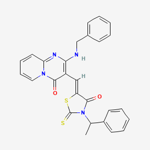 2-(benzylamino)-3-{[4-oxo-3-(1-phenylethyl)-2-thioxo-1,3-thiazolidin-5-ylidene]methyl}-4H-pyrido[1,2-a]pyrimidin-4-one