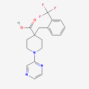 molecular formula C18H18F3N3O2 B5299246 1-pyrazin-2-yl-4-[2-(trifluoromethyl)benzyl]piperidine-4-carboxylic acid 