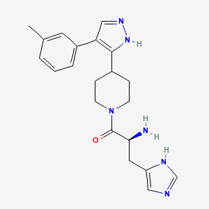 molecular formula C21H26N6O B5299338 ((1S)-1-(1H-imidazol-4-ylmethyl)-2-{4-[4-(3-methylphenyl)-1H-pyrazol-5-yl]piperidin-1-yl}-2-oxoethyl)amine 