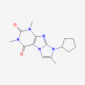 molecular formula C15H19N5O2 B5299368 8-cyclopentyl-1,3,7-trimethyl-1H-imidazo[2,1-f]purine-2,4(3H,8H)-dione 